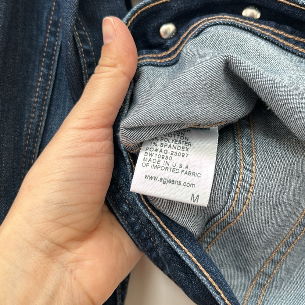 AG Mya Classic Fit Button Down Jean Denim Jacket in Easy Street Dark Wash size M - Picture 9 of 13